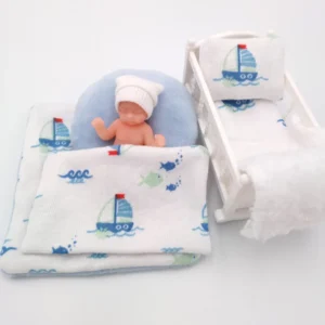 Hat, nursing pillow, mattress, 2 blankets, pillow, white tape for baby for 2.5 inch dolls cozy nursery set NO doll No bed for 2.5 inch dolls