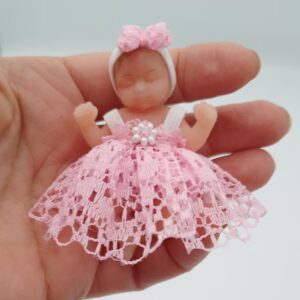 Party Dress Miniature Outfit for Tiny Dollhouse 2.5 inch 1:6 scale silicone reborn doll My mini baby zuru clothes NO DOLL No bed